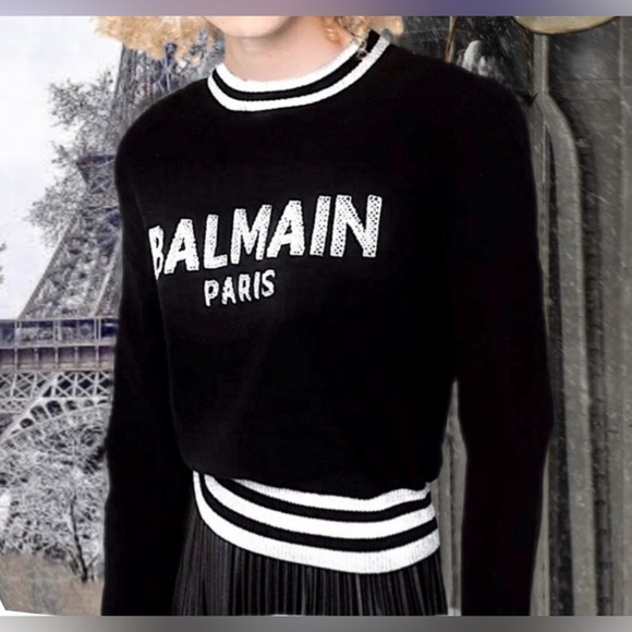 Balmain Sweaters - Authentic Balmain intarsia-knit logo jumper.